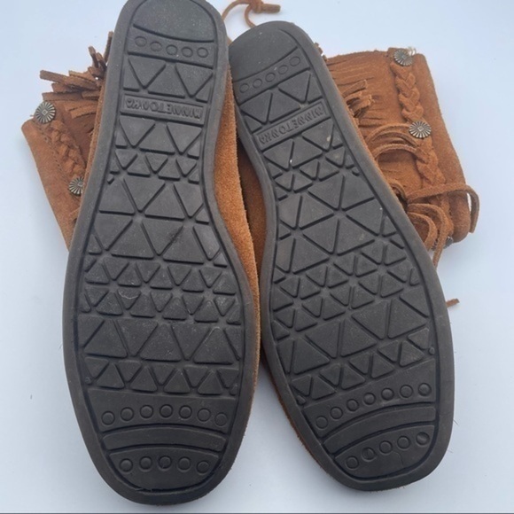 Vintage Moccasins Brown Suede Minnetonka Leather Booties Slippers Boots Size 7 - Picture 12 of 12